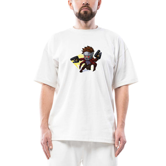 Galaksinin Koruyucuları Peter Quill Cartoon Oversize Beyaz Tişört