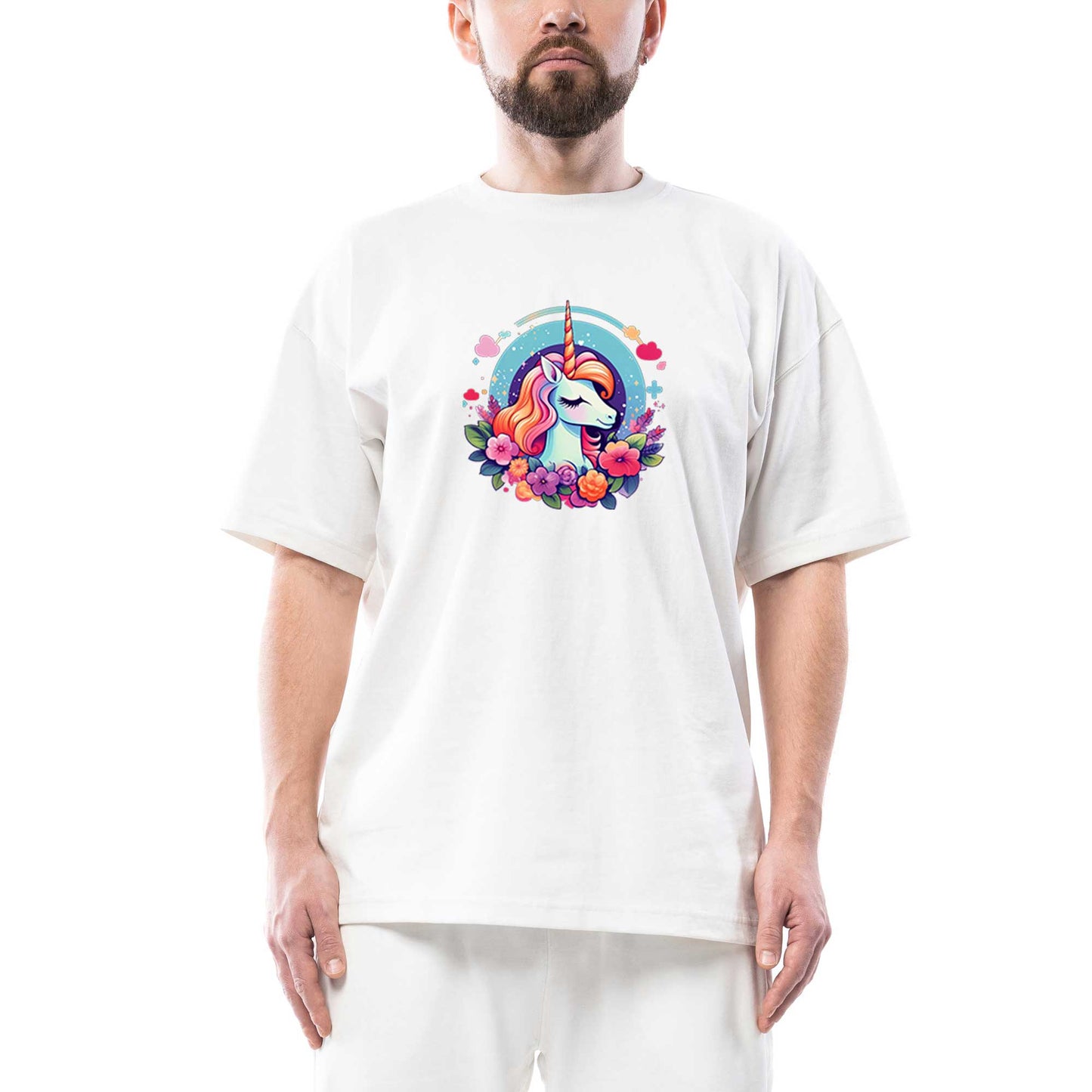 Charming Unicorn Oversize Beyaz Tişört