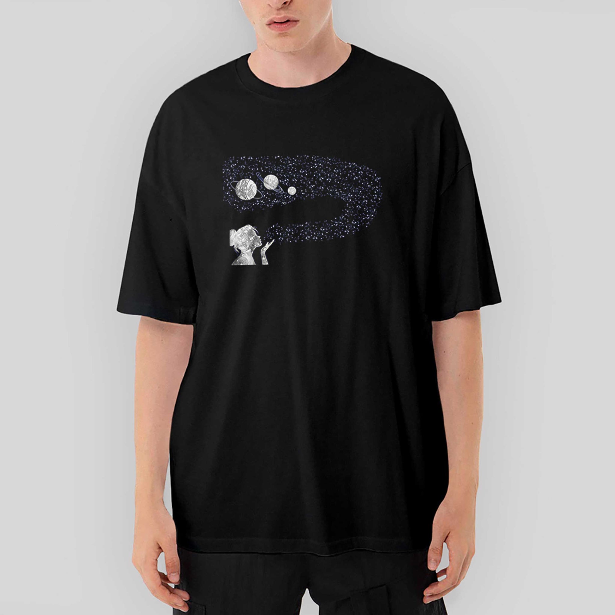 Galaksi Woman Oversize Siyah Tişört