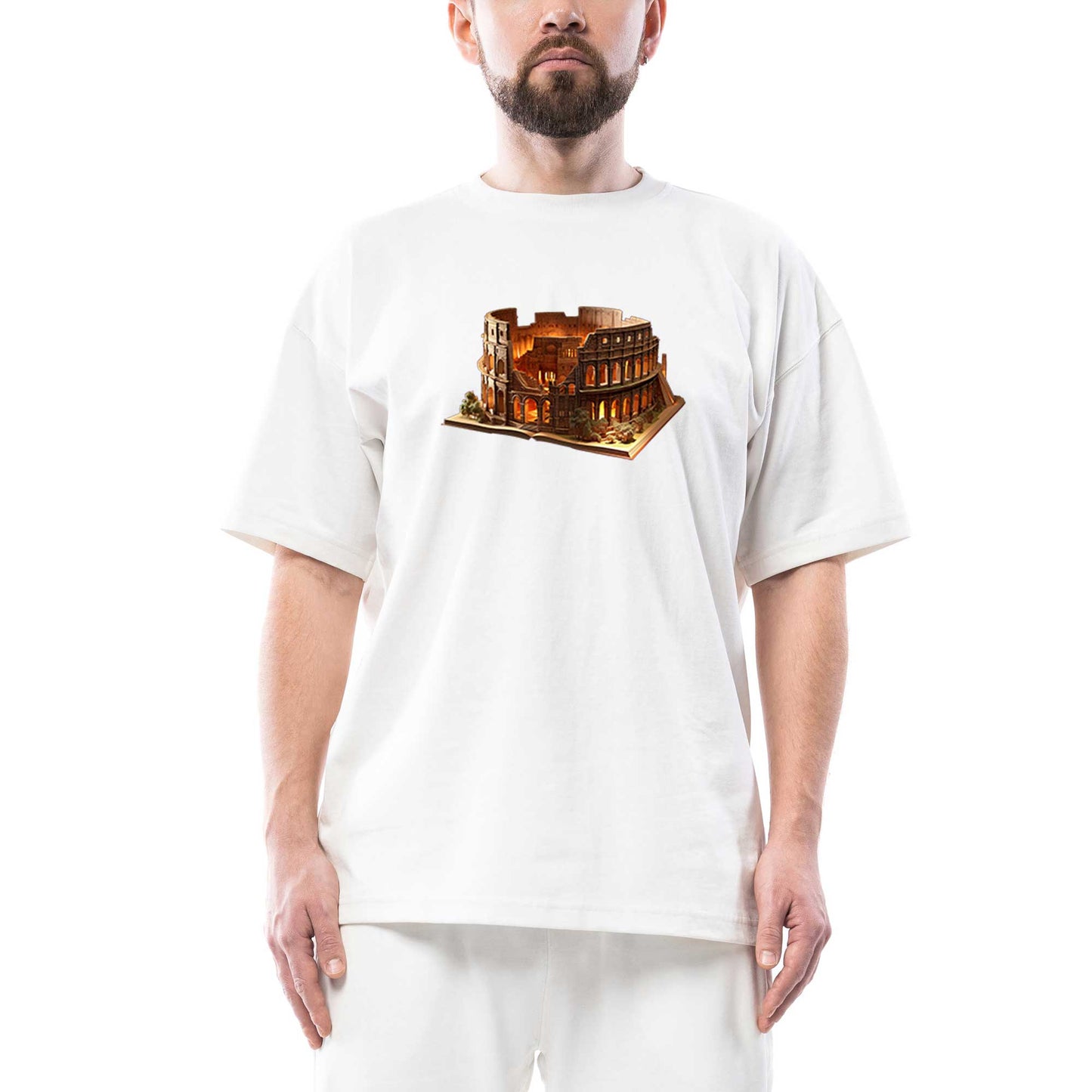 Roman view Book Oversize Beyaz Tişört