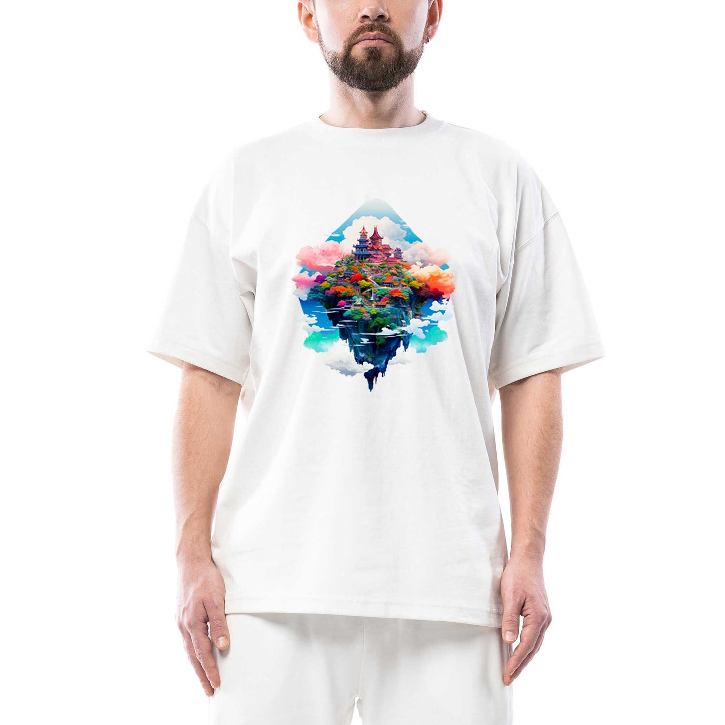 The island On The Cloud Oversize Beyaz Tişört