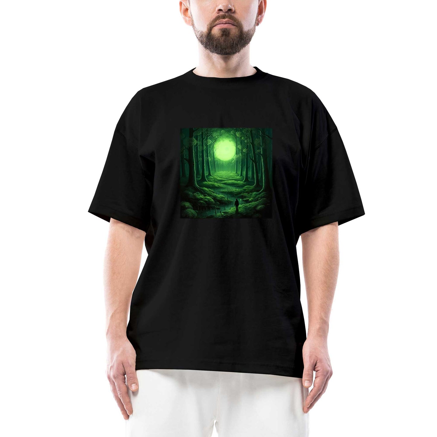 Green Forest Oversize Siyah Tişört