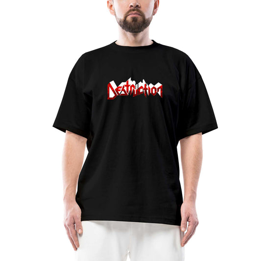 Destruction Logo Oversize Siyah Tişört