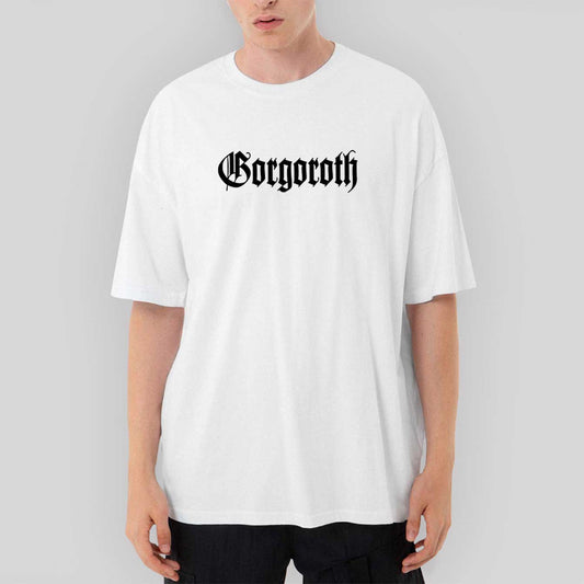 Gorgoroth Text Logo Oversize Beyaz Tişört