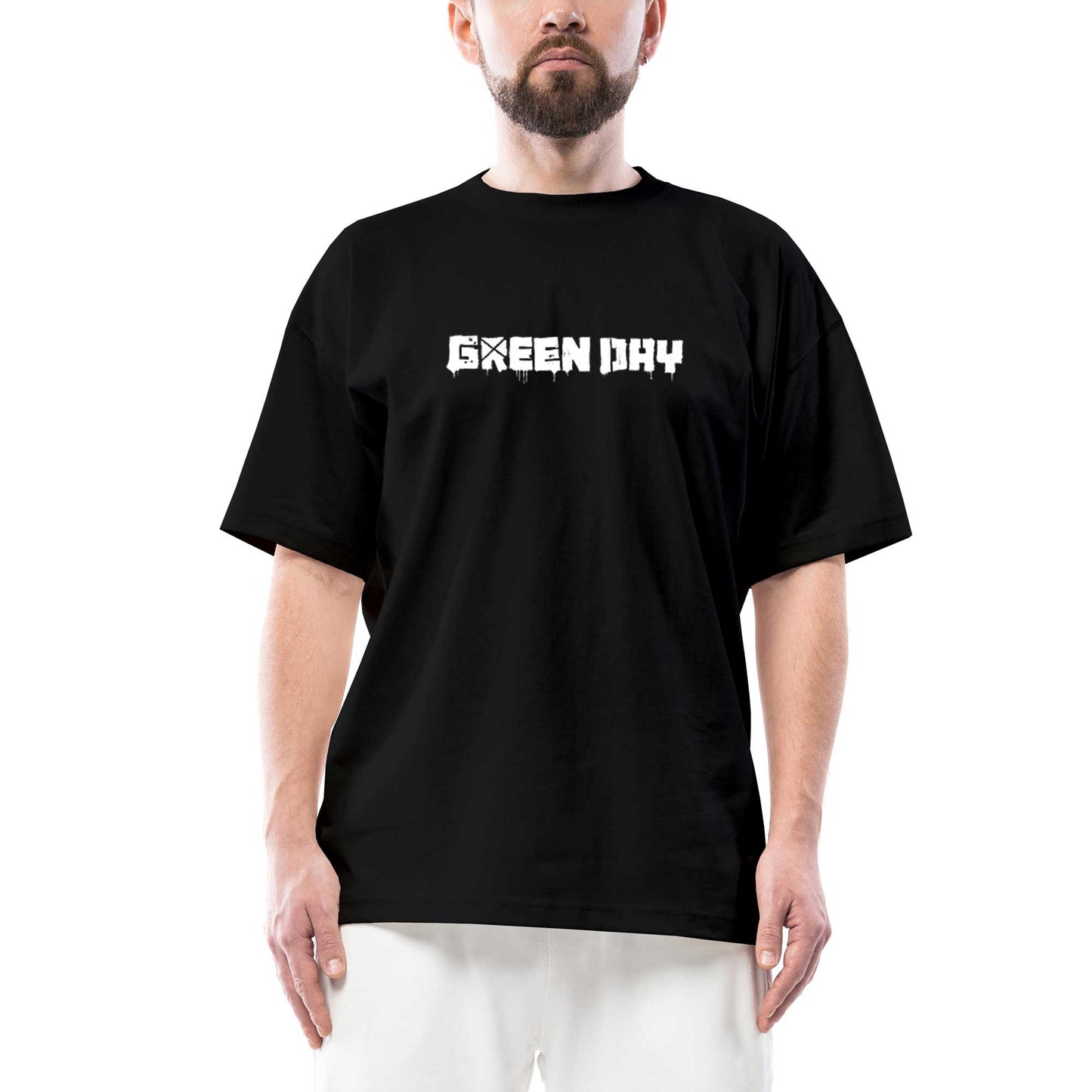 Green Day Text Oversize Siyah Tişört