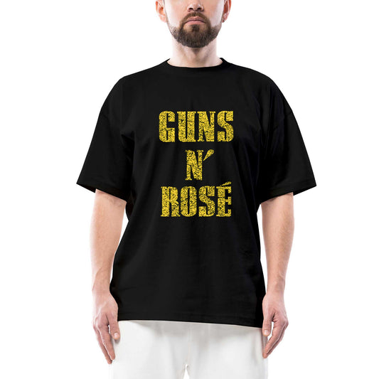 Guns N Rose Text Yellow Oversize Siyah Tişört