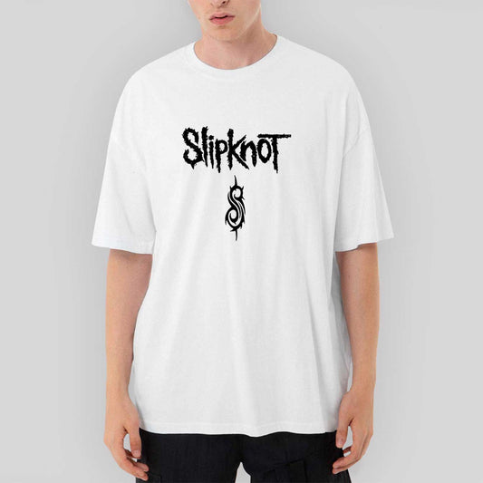 Slipknot Logo Text Oversize Beyaz Tişört