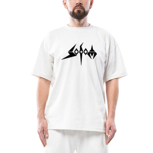 Sodom Text Oversize Beyaz Tişört