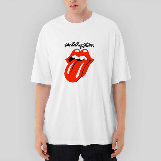 The Rolling Stones Logo Oversize Beyaz Tişört