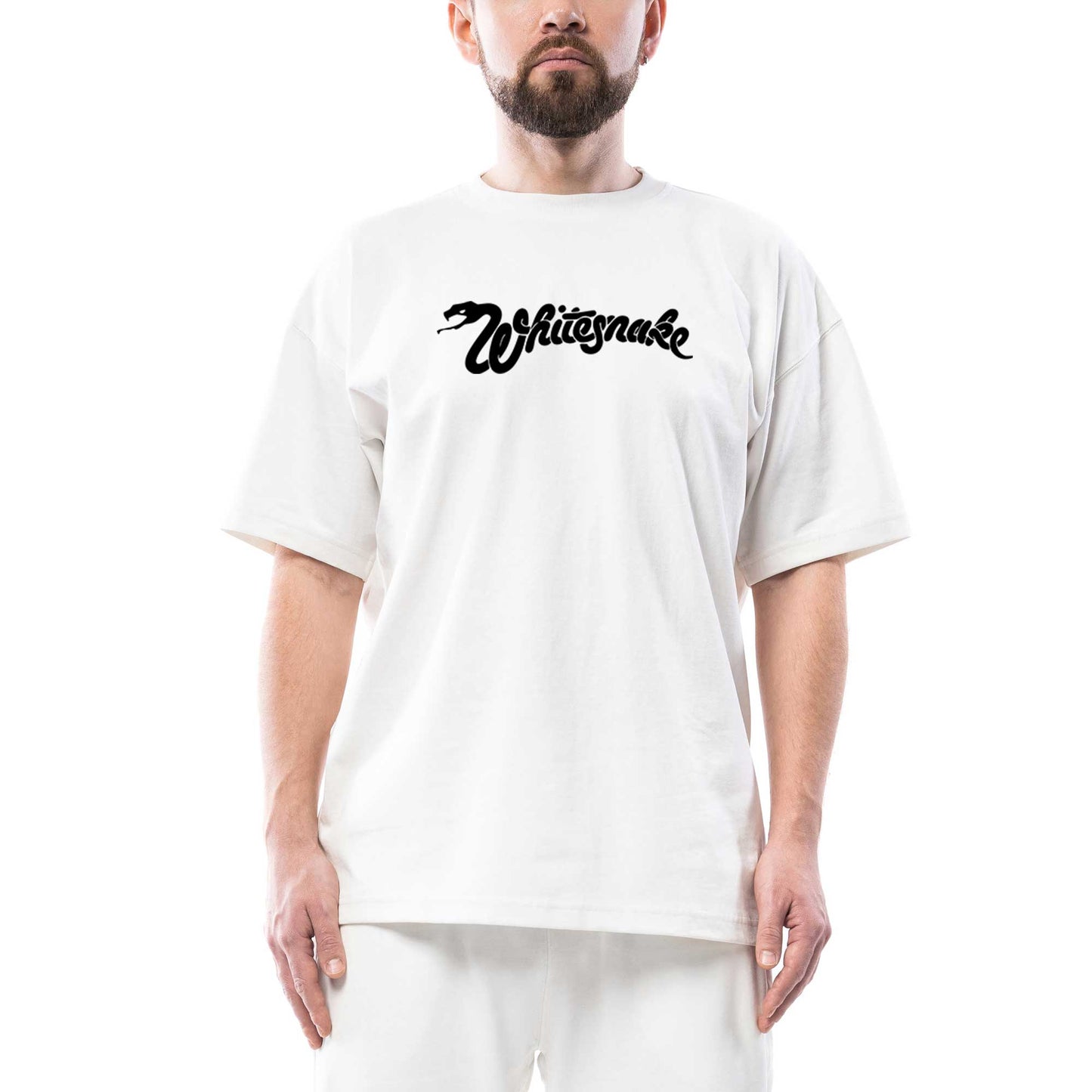 Whitesnake Logo Text Oversize Beyaz Tişört
