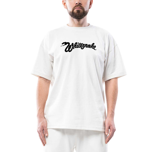 Whitesnake Logo Text Oversize Beyaz Tişört
