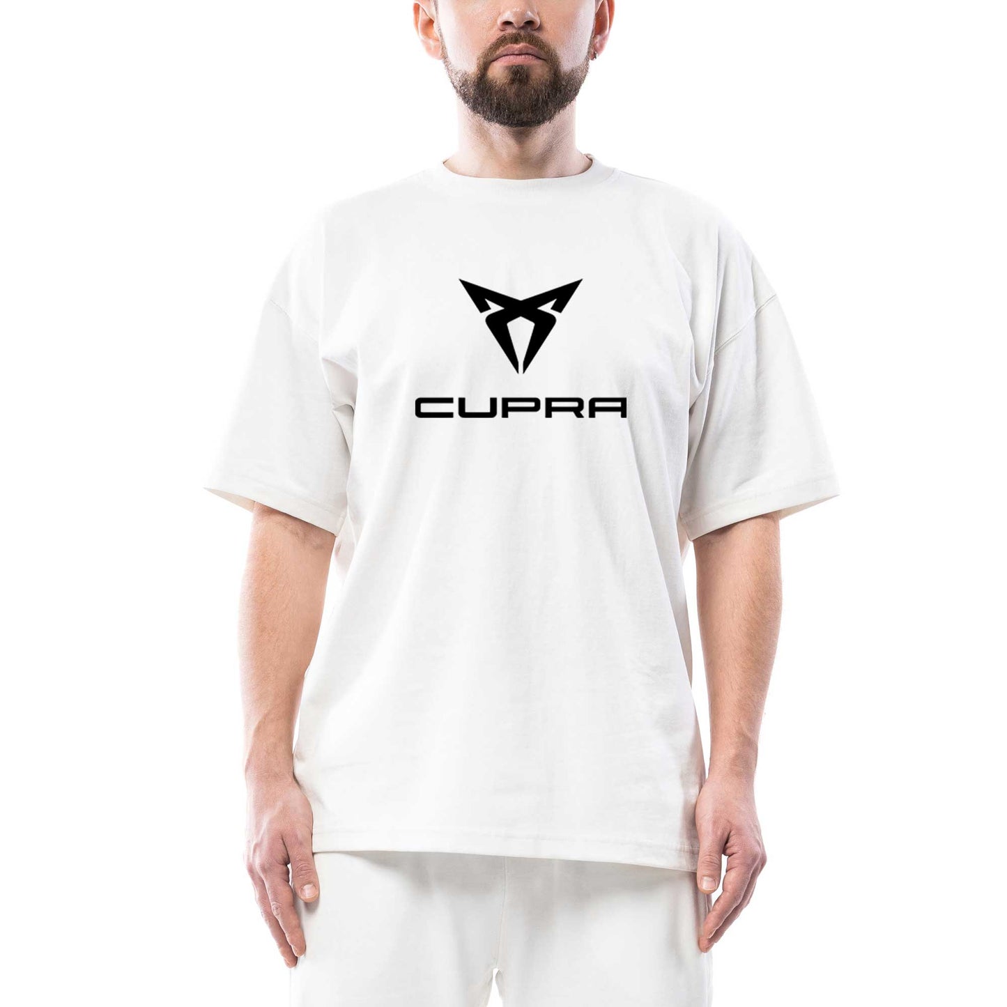 Cupra Logo Text Oversize Beyaz Tişört