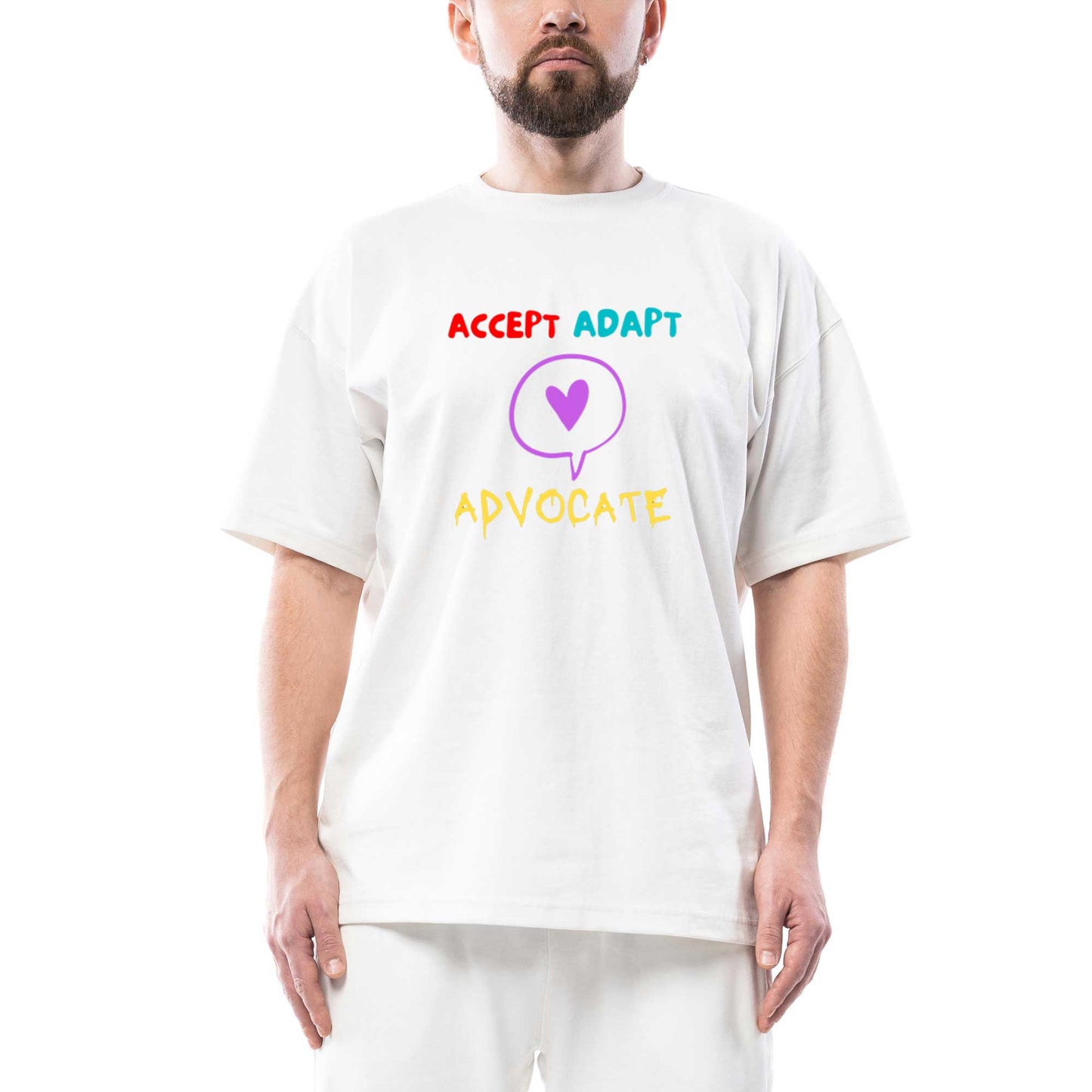 Accept Adapt Advocate Oversize Beyaz Tişört
