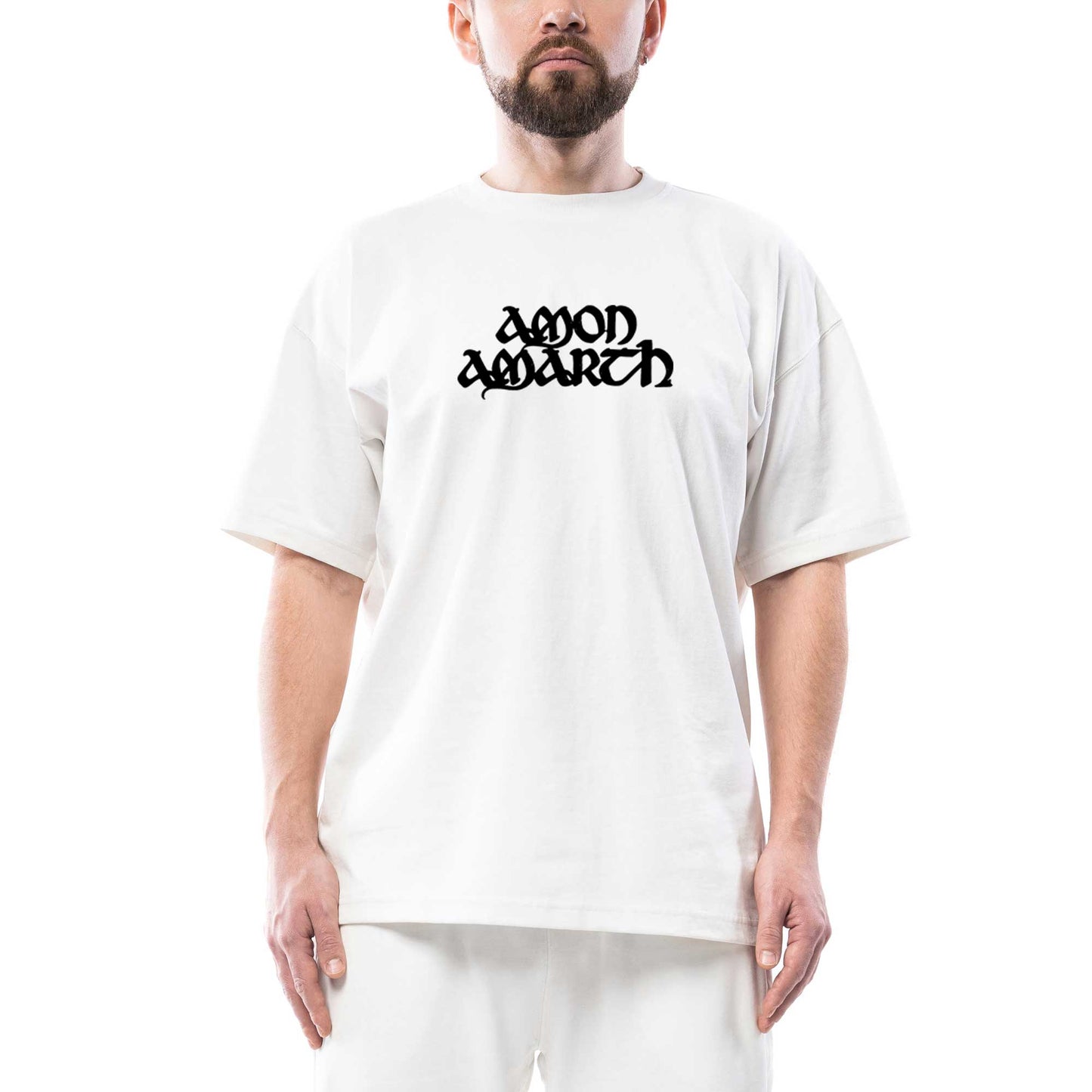 Amon Amarth Text Oversize Beyaz Tişört