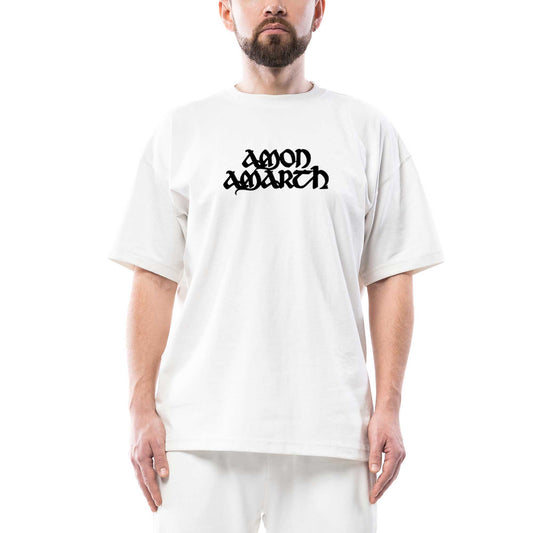 Amon Amarth Text Oversize Beyaz Tişört
