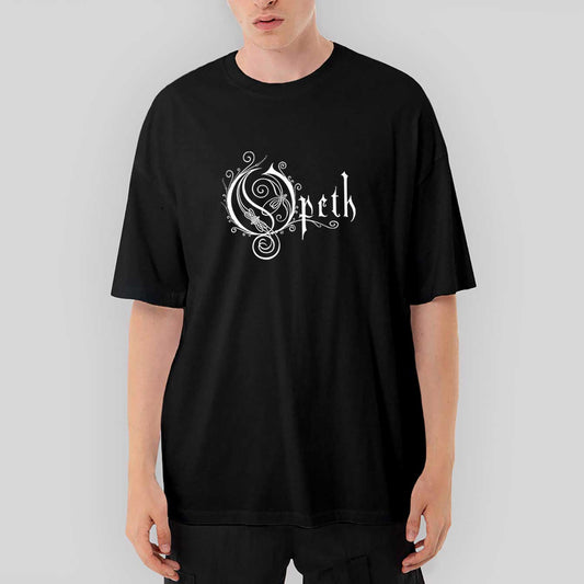 Opeth Logo White Oversize Siyah Tişört