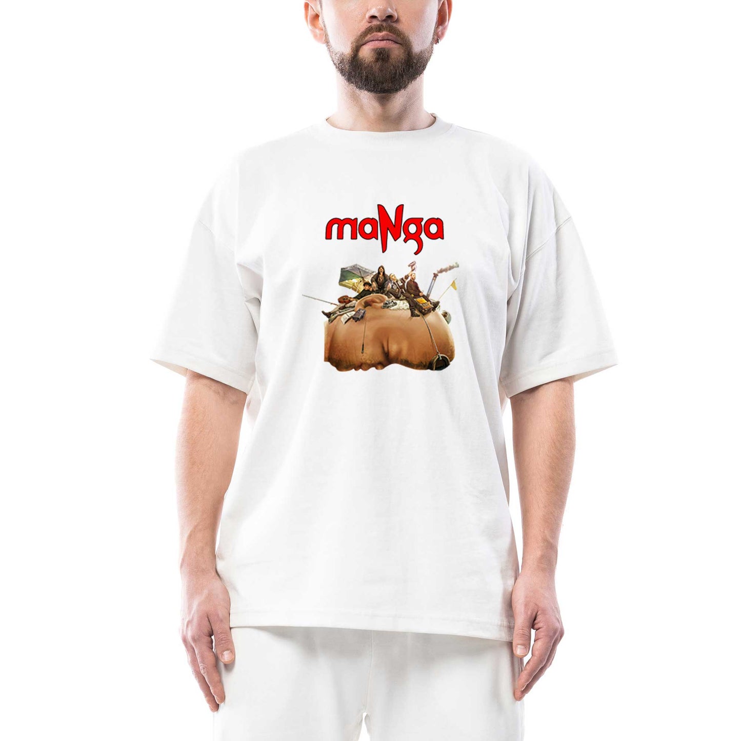MaNga Antroposen Oversize Beyaz Tişört
