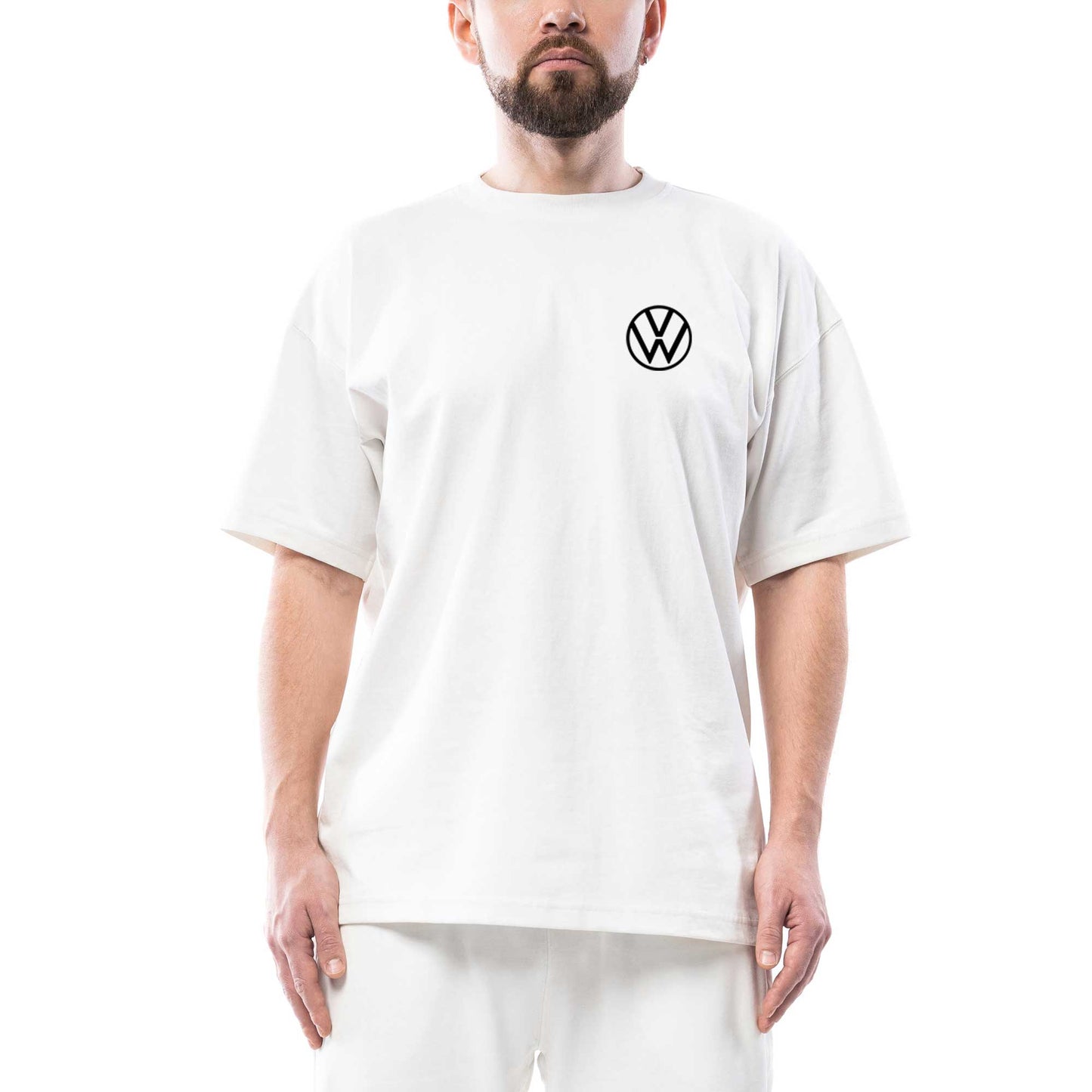 Volkswagen New Black Logo Oversize Beyaz Tişört