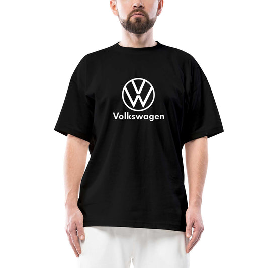 Volkswagen New Logo Text Oversize Siyah Tişört