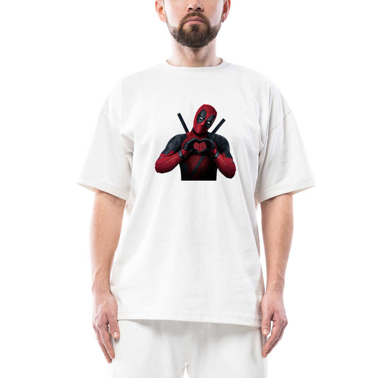 Deadpool Love Oversize Beyaz Tişört