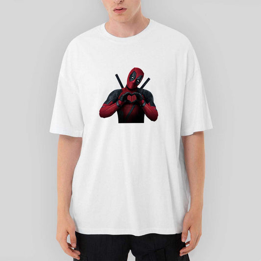 Deadpool Love Oversize Beyaz Tişört