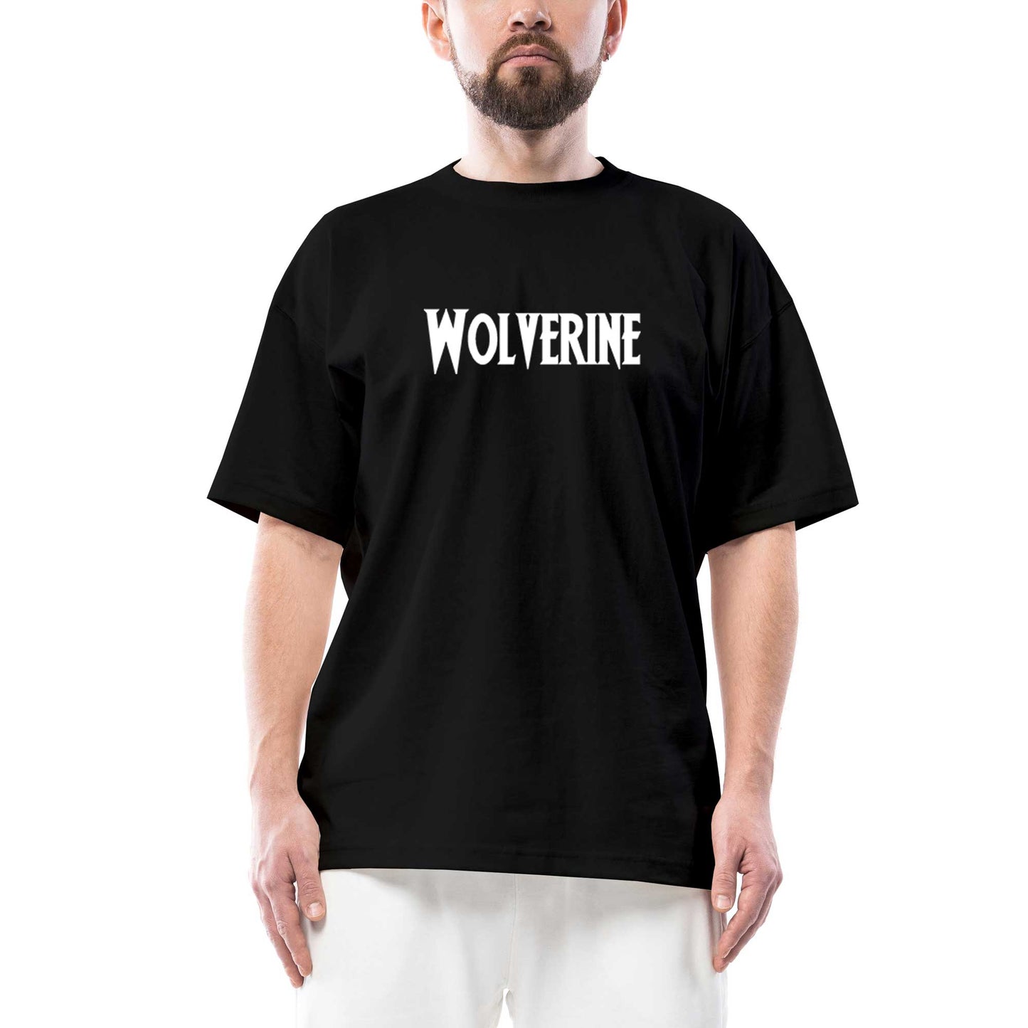 Wolverine Text White Oversize Siyah Tişört