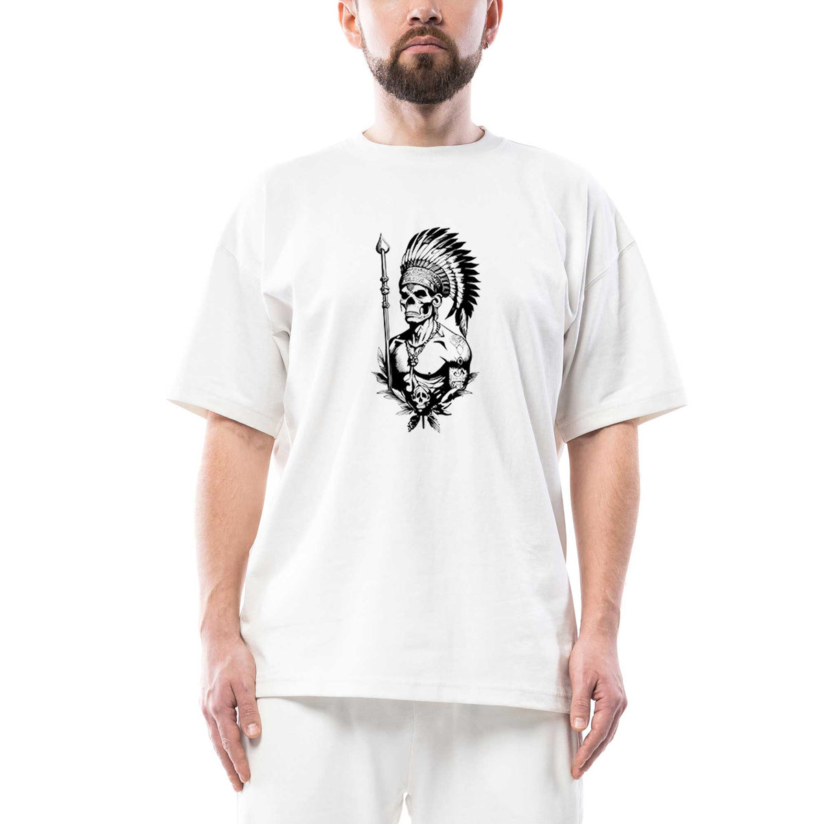 Kızıldereli Skull Warrios Oversize Beyaz Tişört