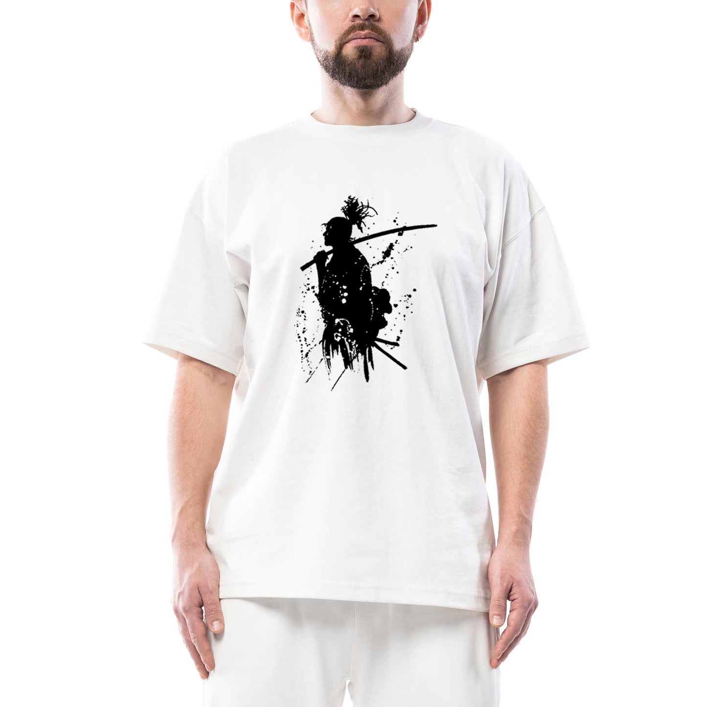Samurai Miyamoto Musashi Oversize Beyaz Tişört