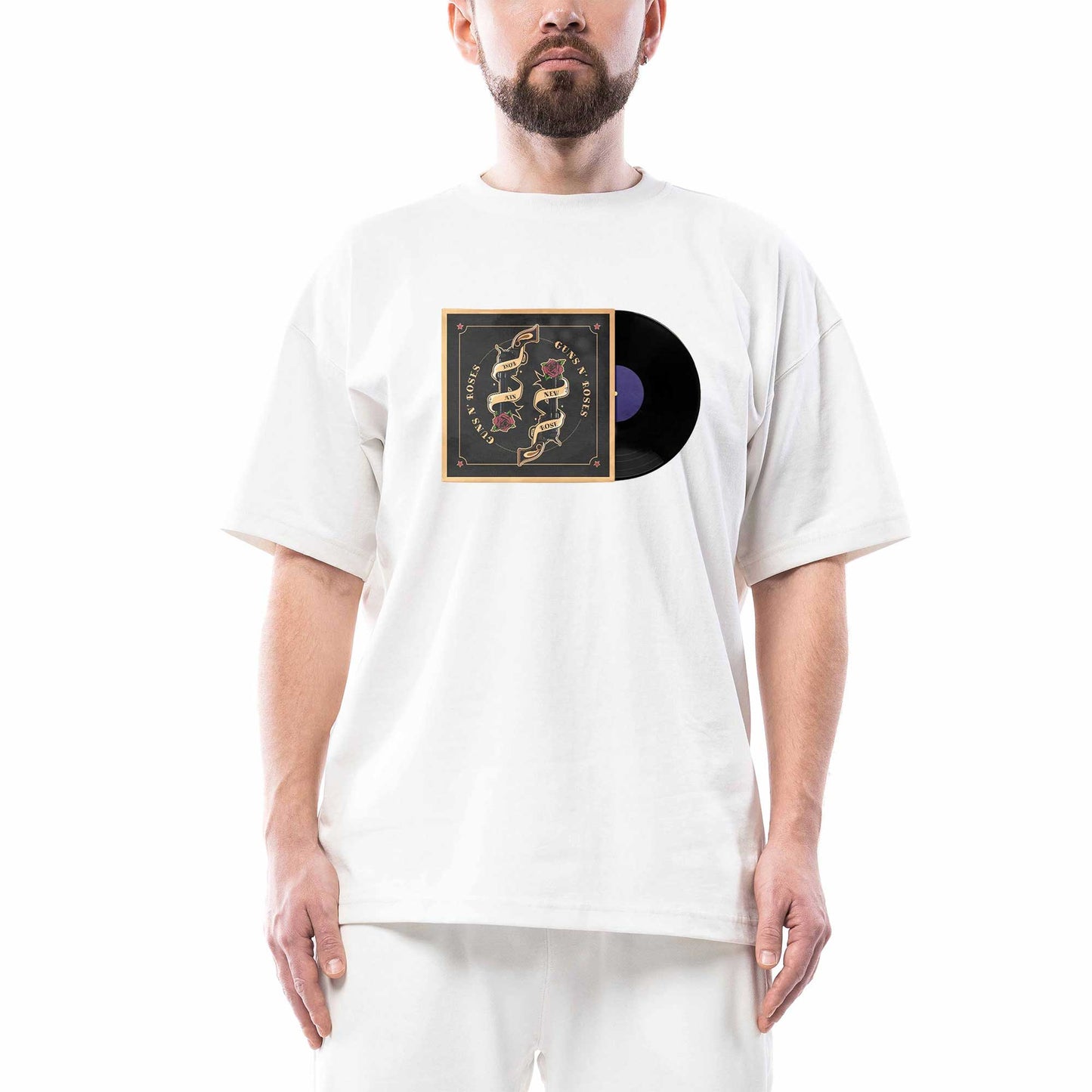 Guns N Roses New Fose Plak Oversize Beyaz Tişört