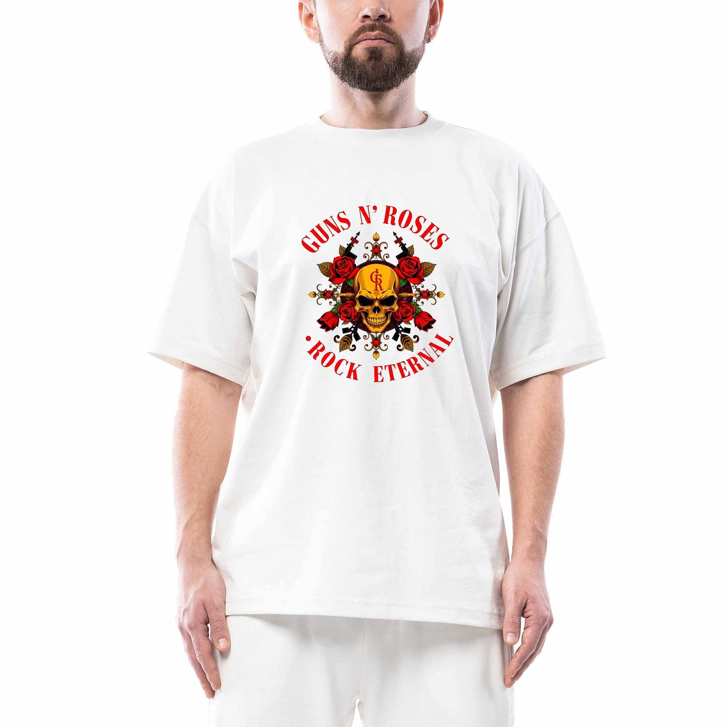 Guns N Roses Rock Eternal Oversize Beyaz Tişört