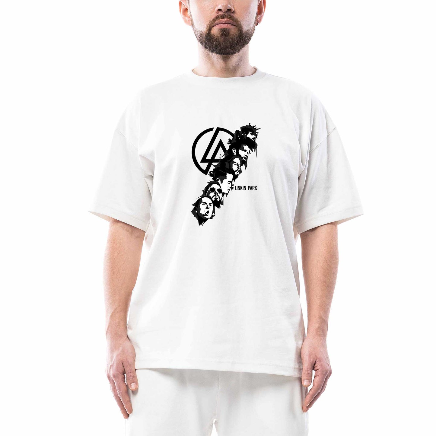 Linkin Park Logo Siluet Oversize Beyaz Tişört