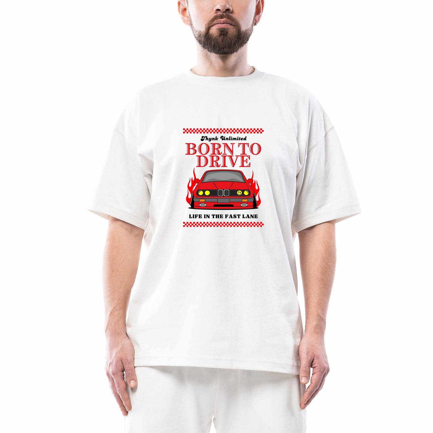 Born To Drıve Bmw Oversize Beyaz Tişört