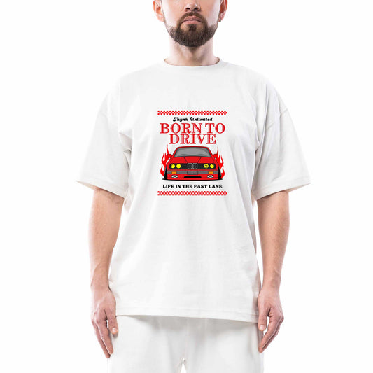 Born To Drıve Bmw Oversize Beyaz Tişört