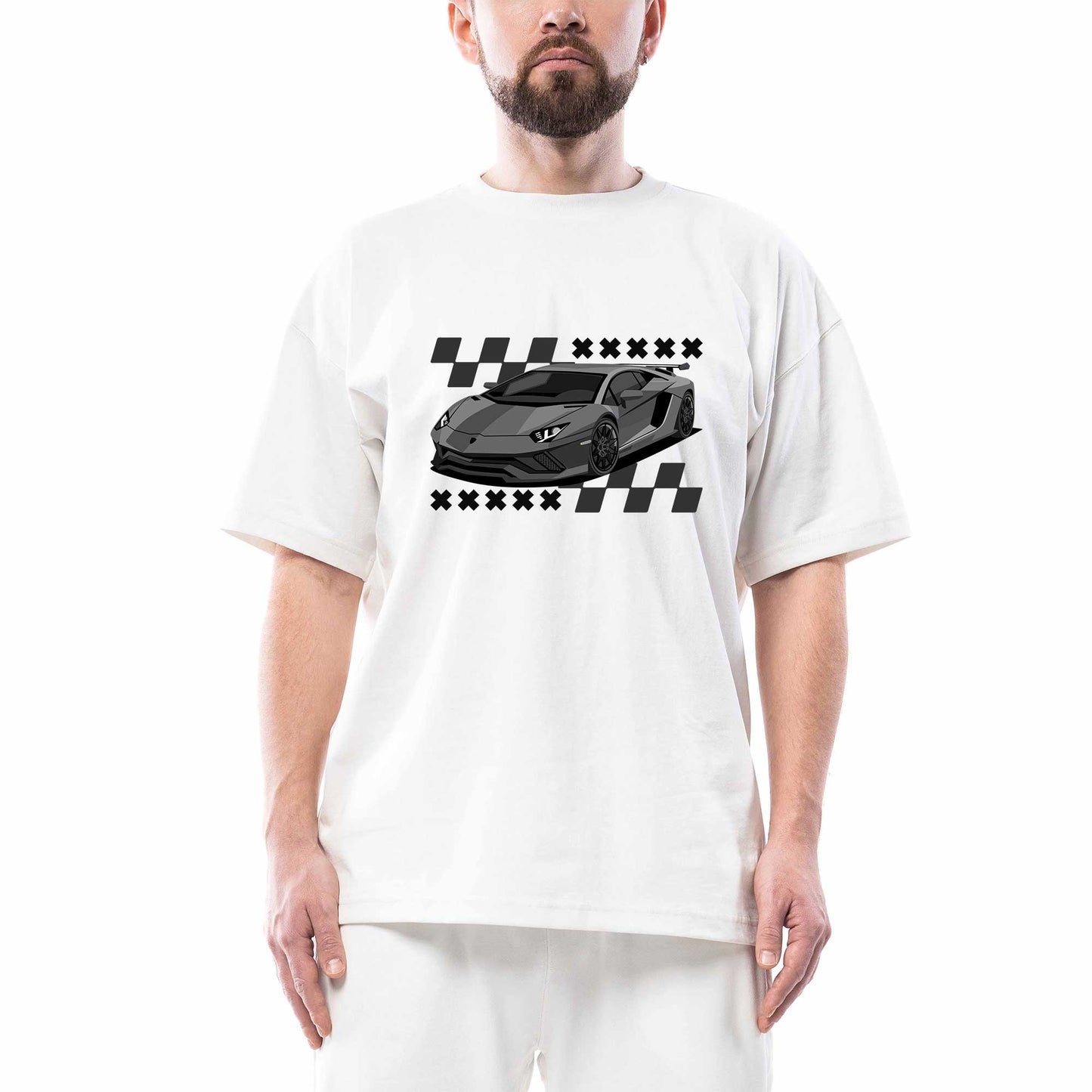 Lamborghini Huracan Oversize Beyaz Tişört