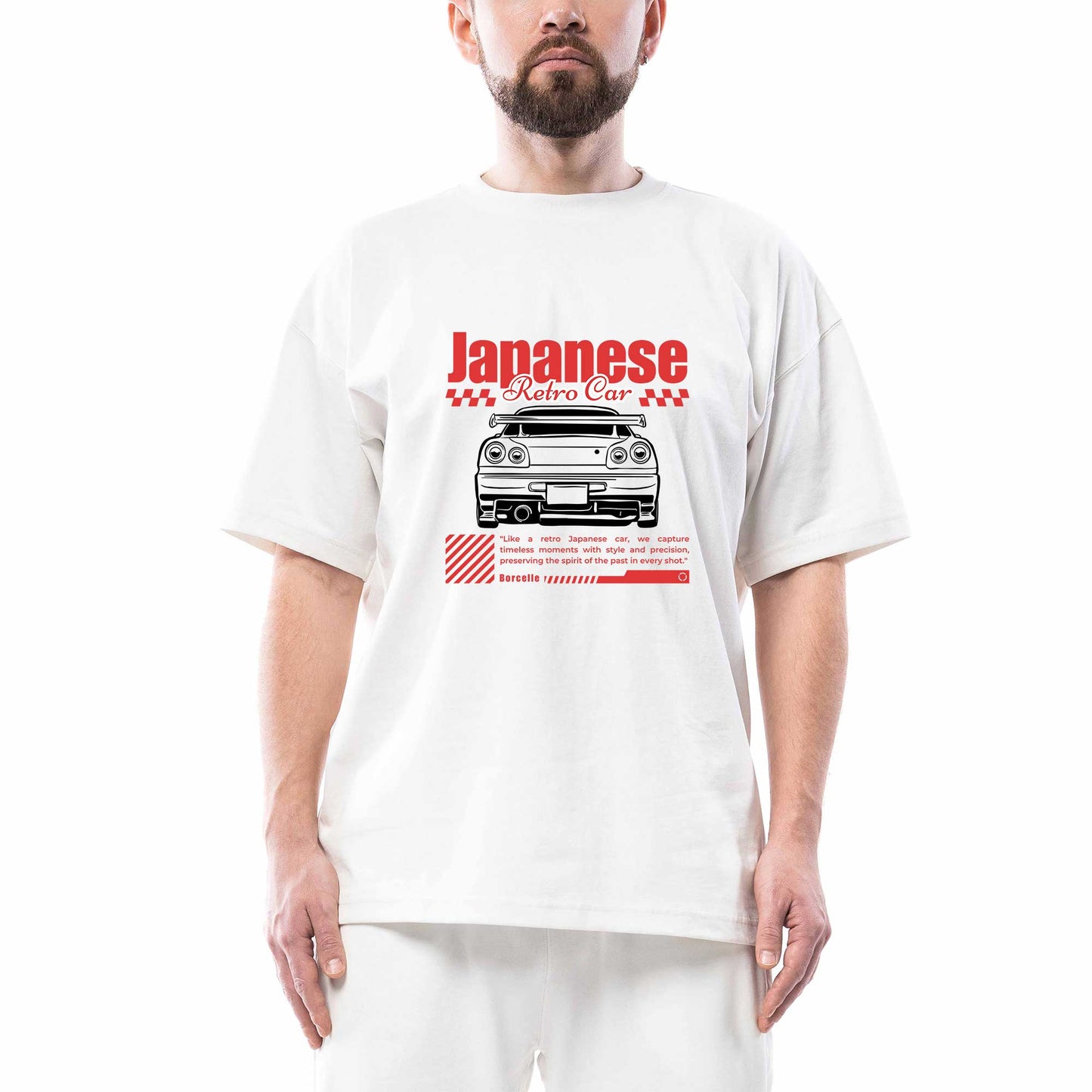Japanese GTR Oversize Beyaz Tişört