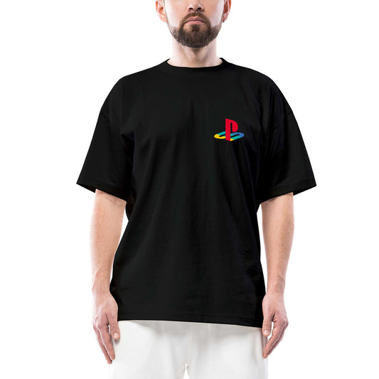 Playstation Logo Color siyah oversize tişört