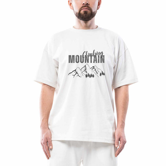 Climbing Mountain Oversize Beyaz Tişört