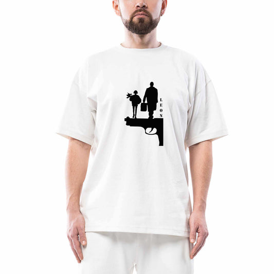 Leon Gun Silüet Oversize Beyaz Tişört