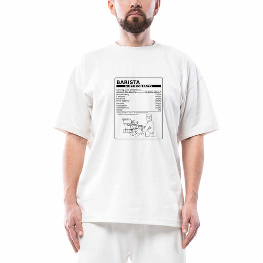 Barista Nutrition beyaz oversize tişört