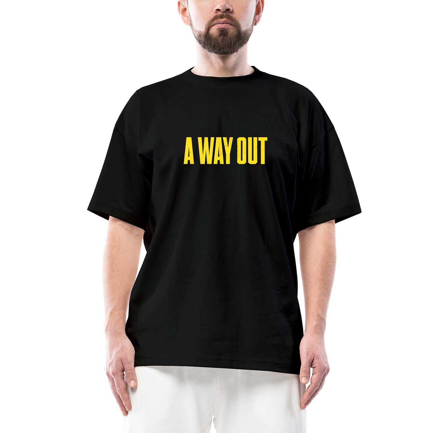 A Way Out Text Oversize Siyah Tişört