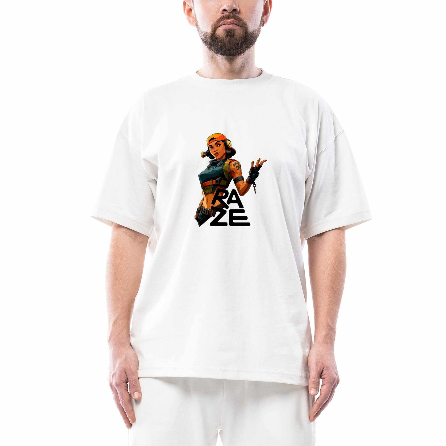Valorant Raze Oversize Beyaz Tişört