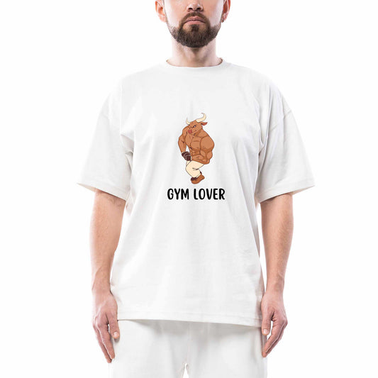 Gym Love Boğa Oversize Beyaz Tişört