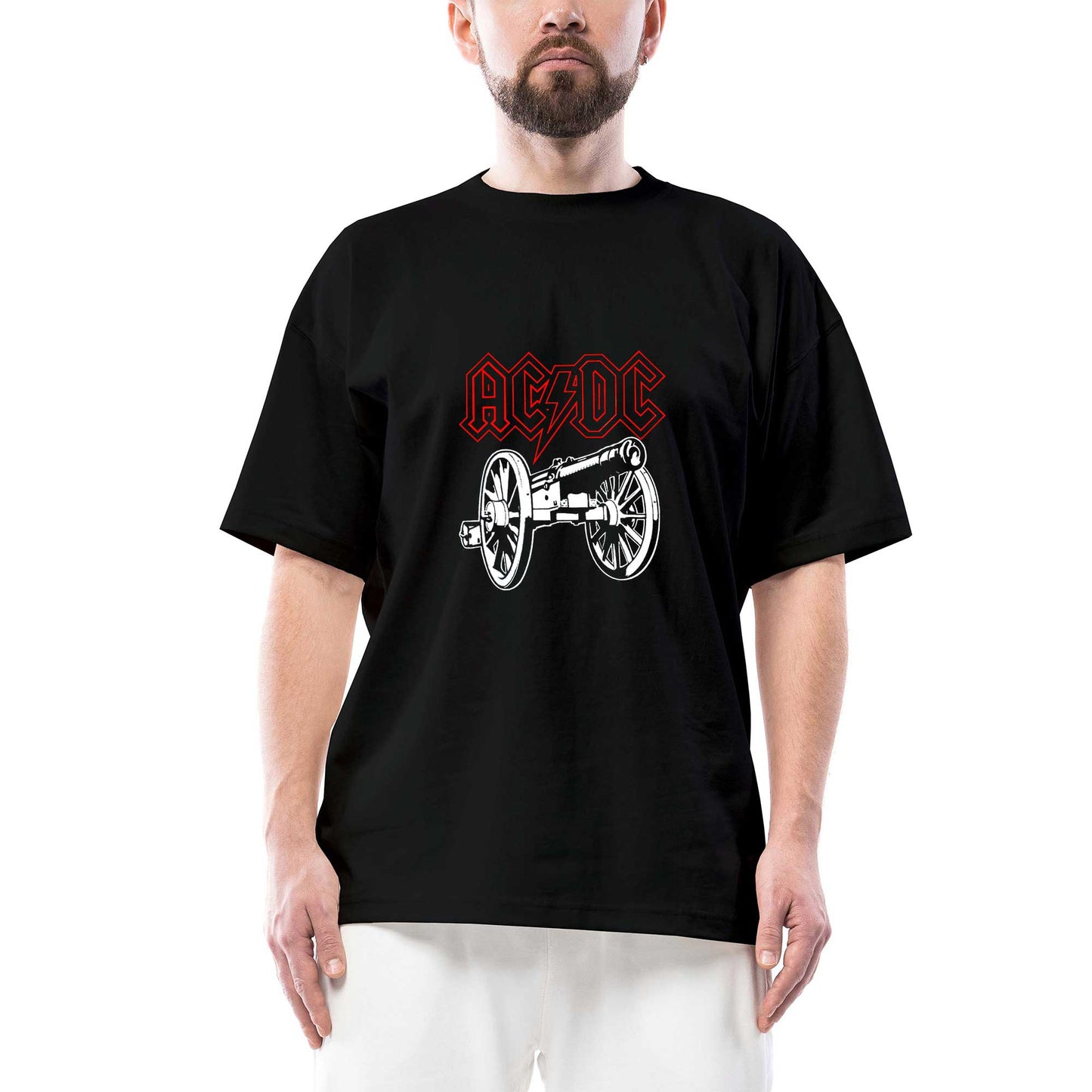Ac Dc About Rock Cannon Oversize Siyah Tişört