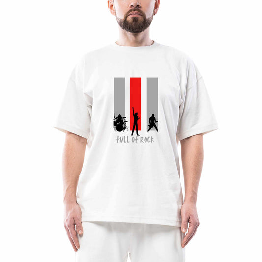 Full Of Rock Oversize Beyaz Tişört