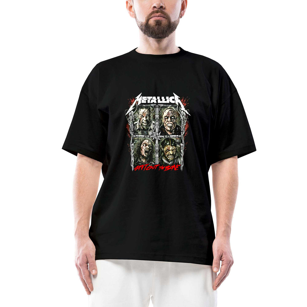 Metallica Spitout The Bone Oversize Siyah Tişört