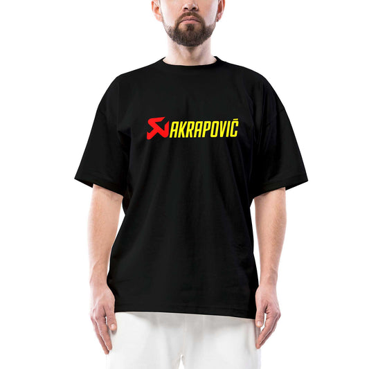 Akrapovic Logo Text Oversize Siyah Tişört