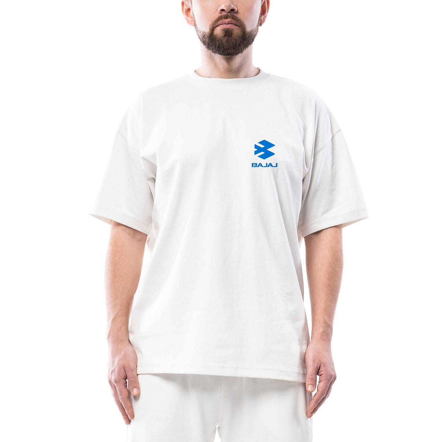 Bajaj Logo 1 Oversize Beyaz Tişört