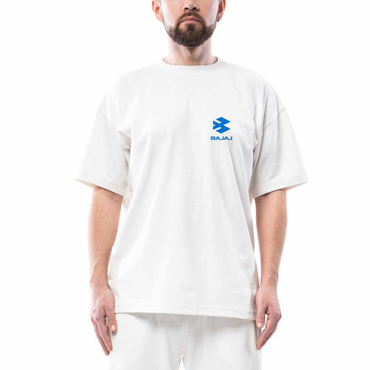 Bajaj Logo 1 Oversize Beyaz Tişört