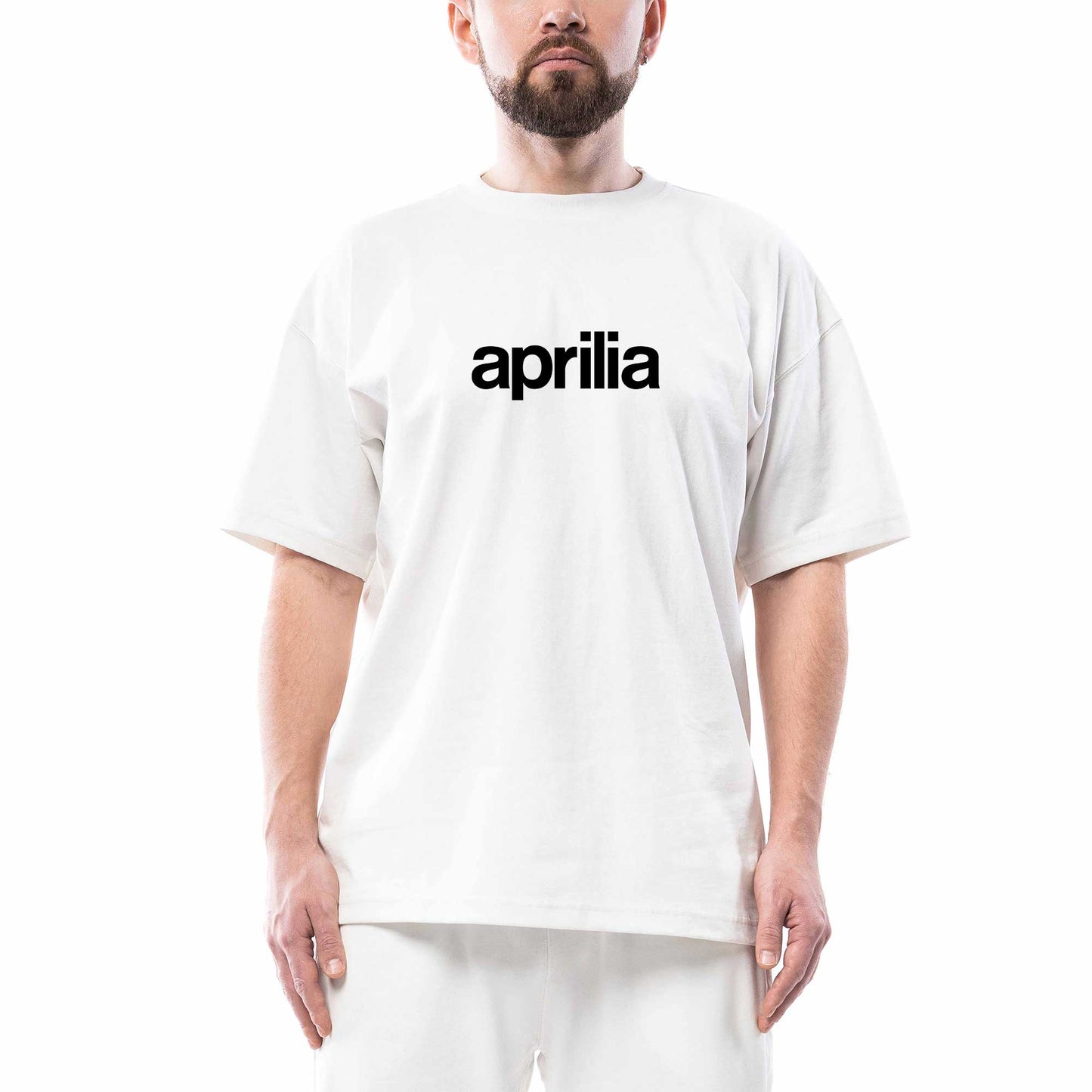 Aprilia Text Logo Oversize Beyaz Tişört