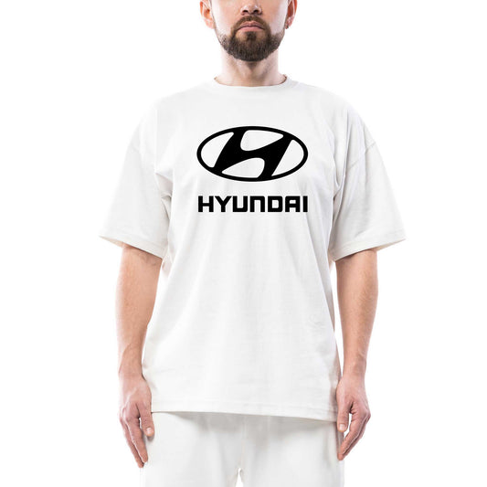 Hyundai  Black Logo Oversize Beyaz Tişört